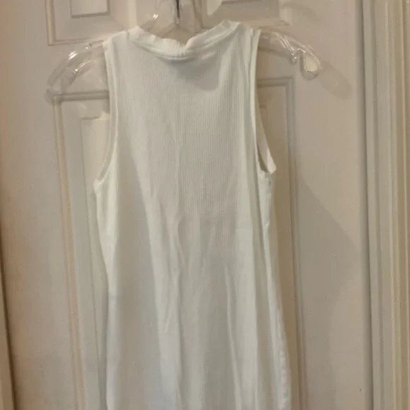 Aware by Vero Moda Ribbed Knit Fitted White Dress, Sleeveless, Round Neck, Sz M - Picture 10 of 13